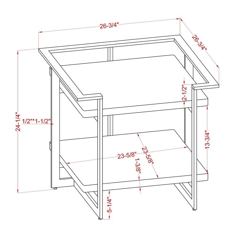 Furniture of America Meliman Contemporary Metal 1-Shelf End Table in Gold