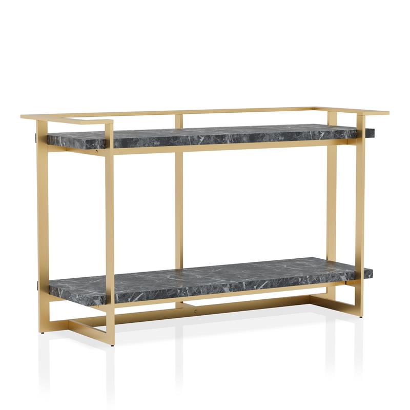 Furniture of America Meliman Contemporary Metal 1-Shelf Console Table in Gold