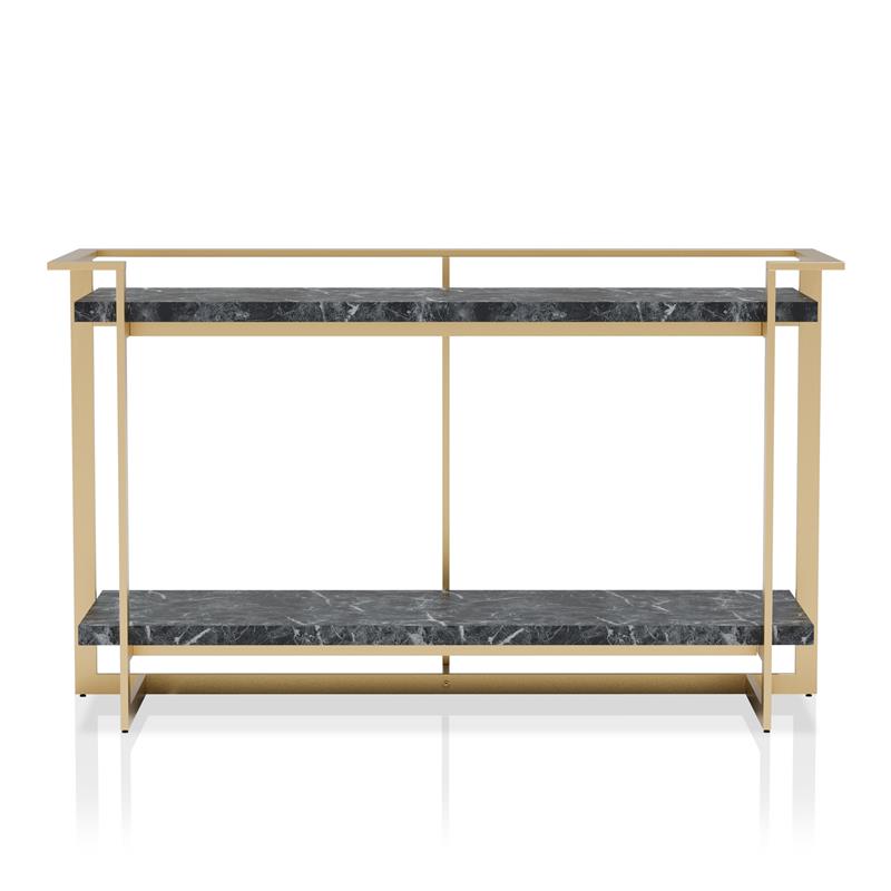 Furniture of America Meliman Contemporary Metal 1-Shelf Console Table in Gold