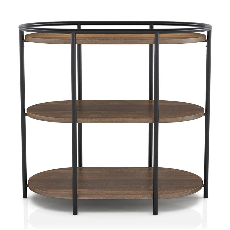 Furniture of America Preton Rustic Metal Side Table with USB in Matte Black