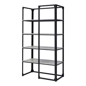 Furniture of America Gorvac Industrial Metal 4-Shelf Bookcase in Black and Gray