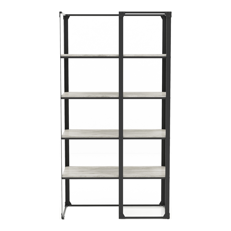 Furniture of America Gorvac Industrial Metal 4-Shelf Bookcase in Black and Gray