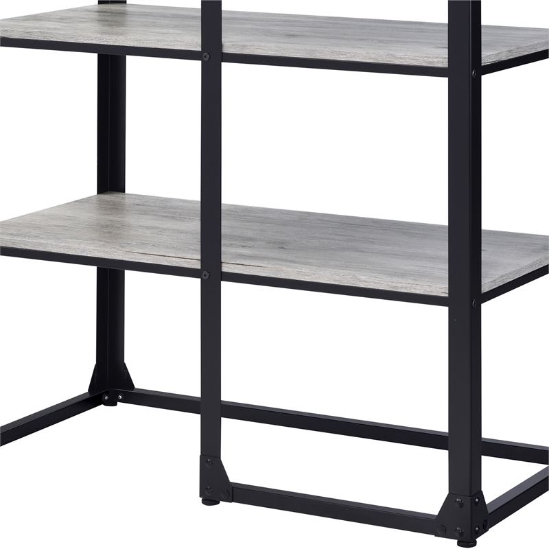 Furniture of America Gorvac Industrial Metal 4-Shelf Bookcase in Black and Gray