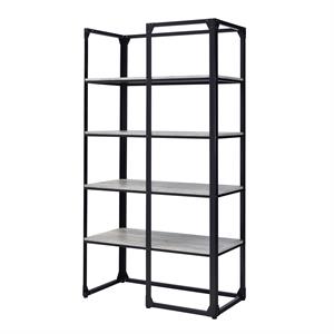 furniture of america gorvac industrial metal 4-shelf bookcase in black and gray