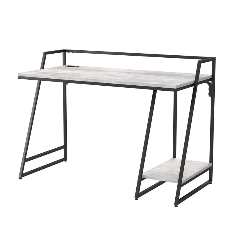 Furniture of America Sanue Metal Writing Desk with USB in Antique White