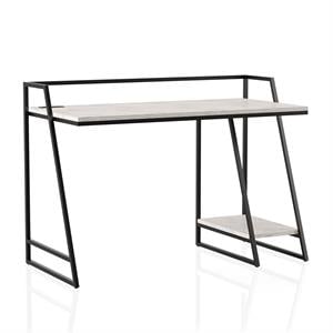 furniture of america sanue metal writing desk with usb in antique white