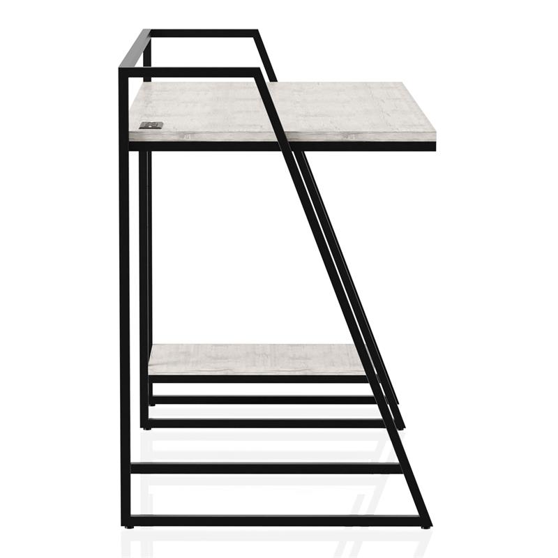 Furniture of America Sanue Metal Writing Desk with USB in Antique White