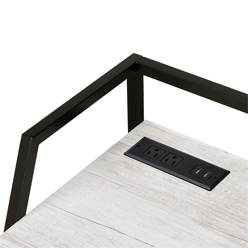 Furniture of America Sanue Metal Writing Desk with USB in Antique White