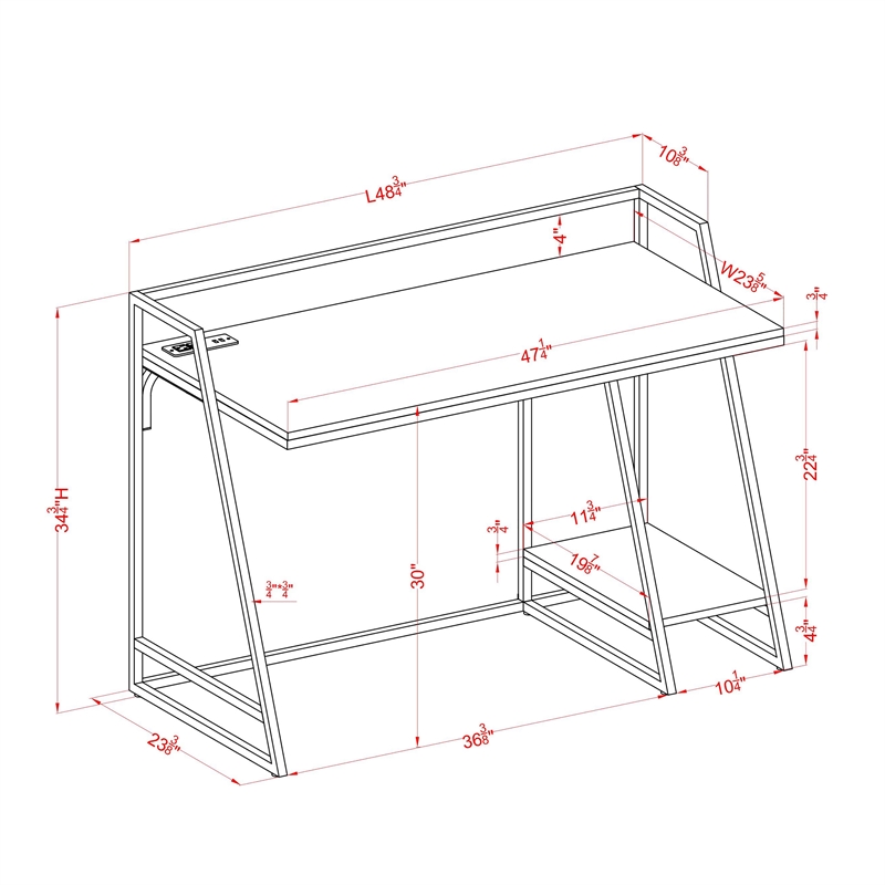Furniture of America Sanue Metal Writing Desk with USB in Antique White