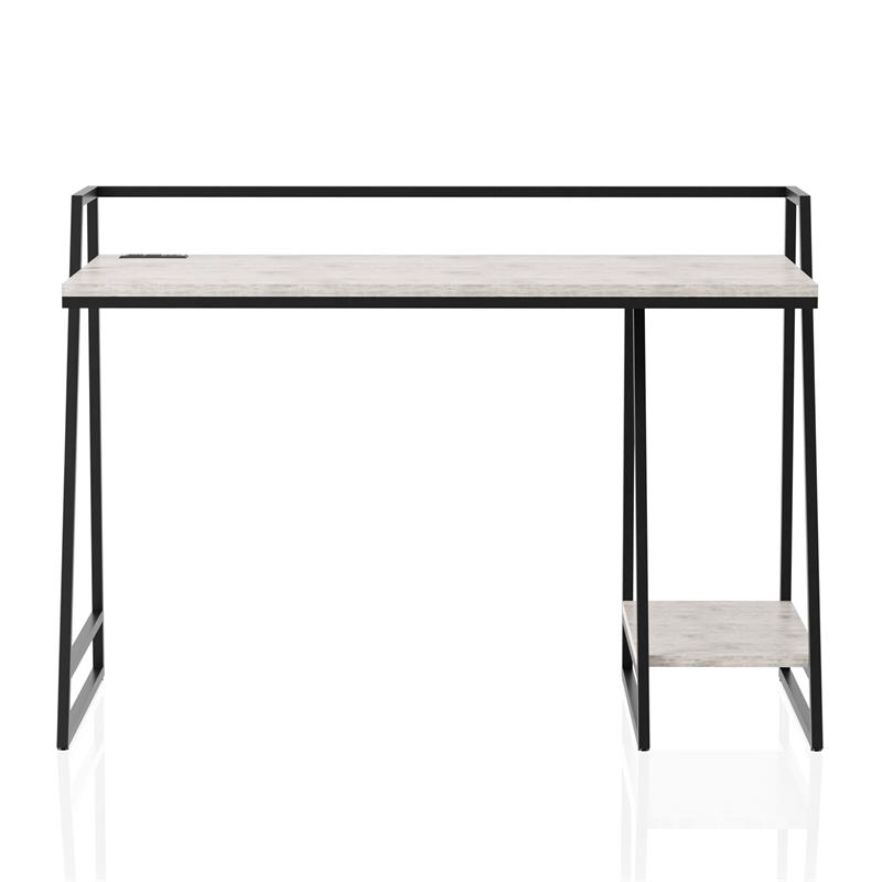 Furniture of America Sanue Metal Writing Desk with USB in Antique White