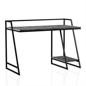 Furniture of America Sanue Metal Writing Desk with USB in Light Gray