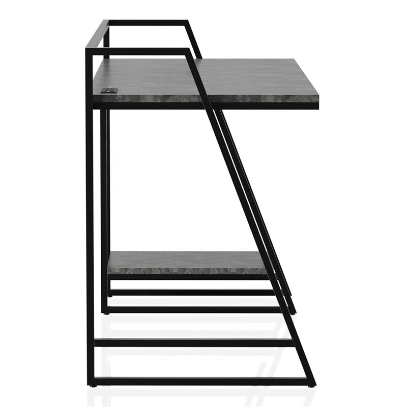 Furniture of America Sanue Metal Writing Desk with USB in Light Gray