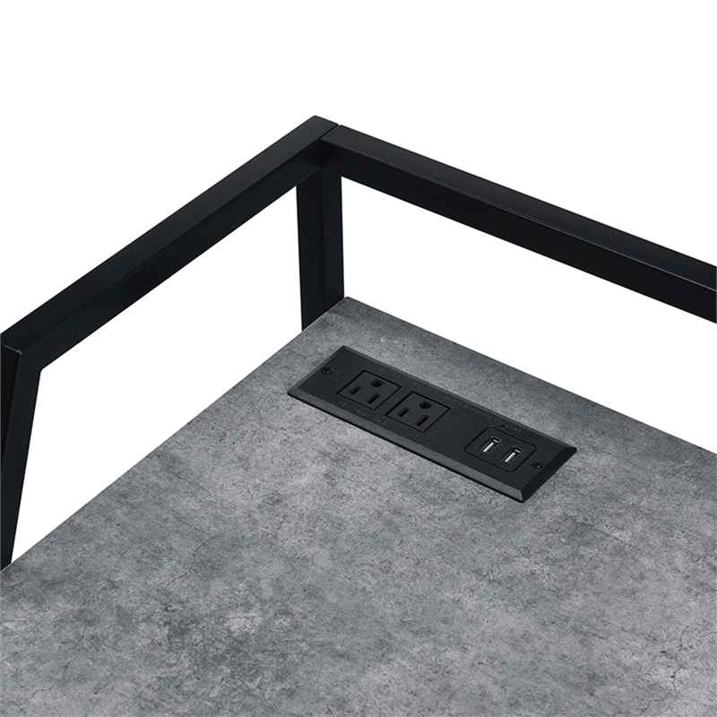 Furniture of America Sanue Metal Writing Desk with USB in Light Gray