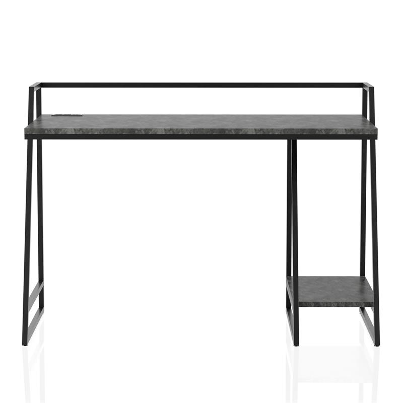Furniture of America Sanue Metal Writing Desk with USB in Light Gray