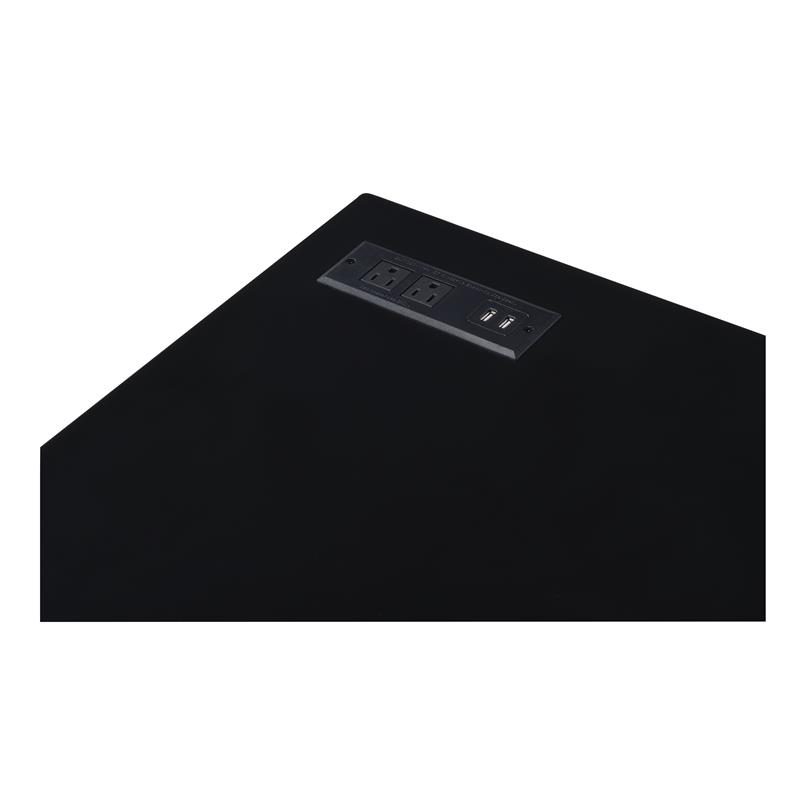 Furniture of America Cornica Metal Writing Desk with USB in Black and Brass