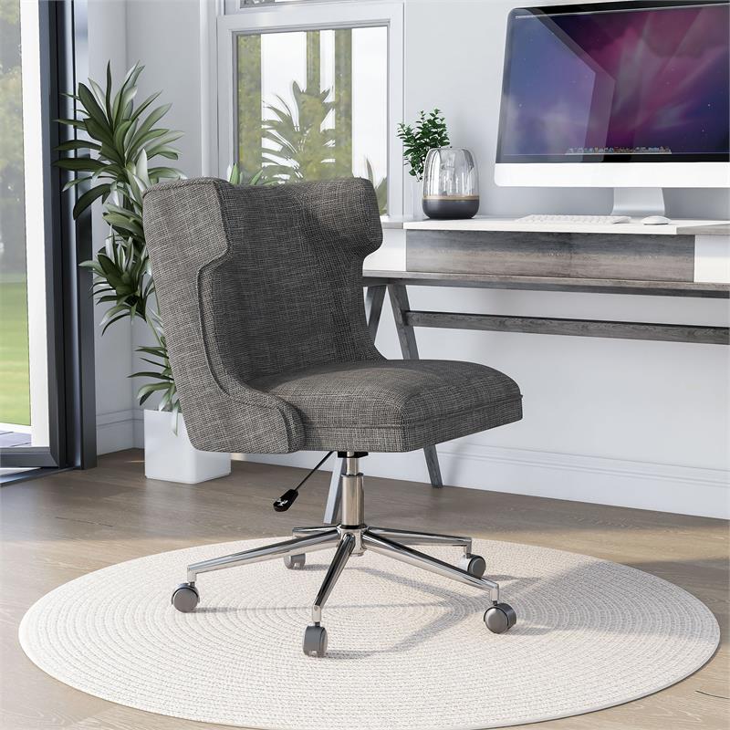 Furniture of America Nillicent Fabric Wing Back Office Chair in Gray