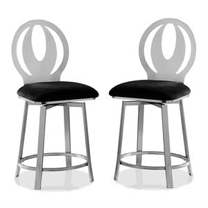 furniture of america earlmit contemporary metal barstool in black (set of 2)
