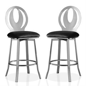 Furniture of America Earlmit Contemporary Metal 29&quot Barstool in Black (Set of 2)