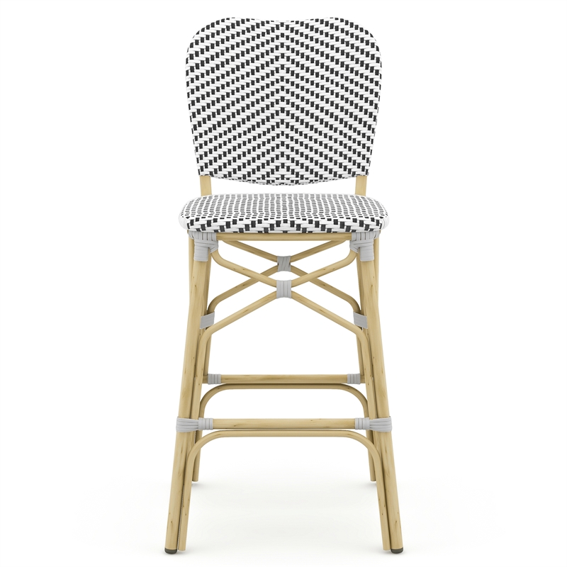 Furniture of America Adino Aluminum Patio Bar Chair in Black (Set of 2)