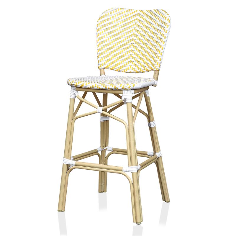 Furniture of America Adino Aluminum Patio Bar Chair in Yellow (Set of 2)