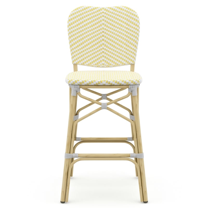 Furniture of America Adino Aluminum Patio Bar Chair in Yellow (Set of 2)