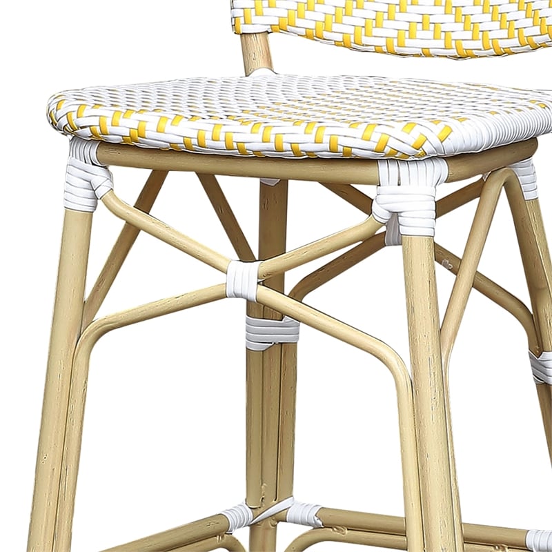 Furniture of America Adino Aluminum Patio Bar Chair in Yellow (Set of 2)