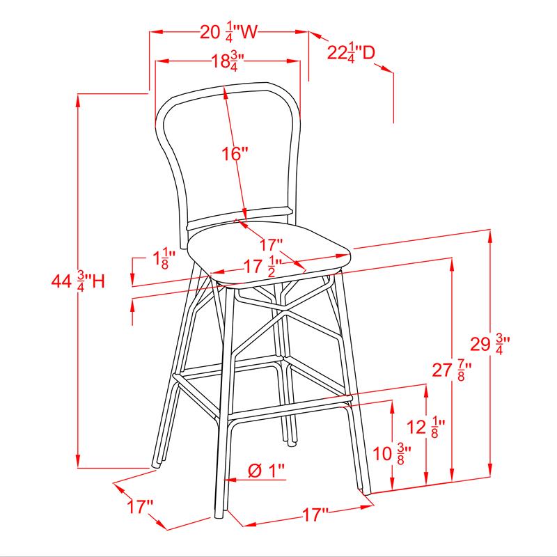 Furniture of America Adino Aluminum Patio Bar Chair in Yellow (Set of 2)