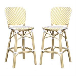 Furniture of America Adino Aluminum Patio Bar Chair in Yellow (Set of 2)