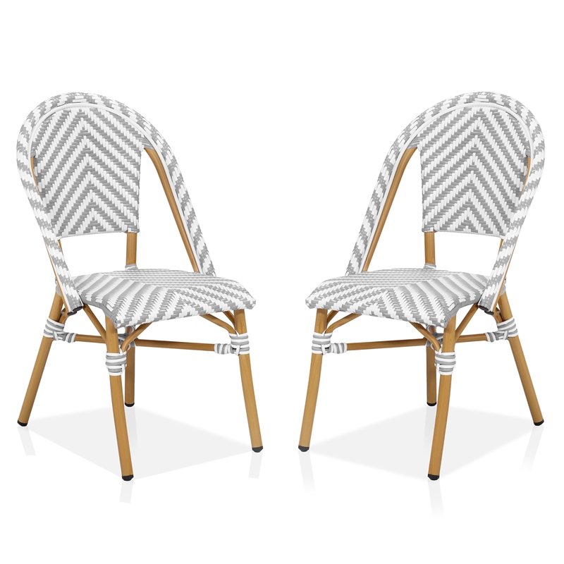 Furniture of America Acti Modern Aluminum Patio Dining Chair in Gray (Set of 2)