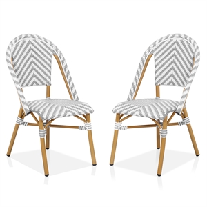 Furniture of America Acti Modern Aluminum Patio Dining Chair in Gray (Set of 2)