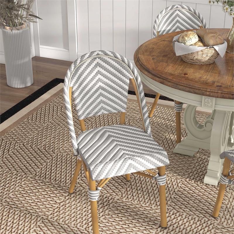 Furniture of America Acti Modern Aluminum Patio Dining Chair in Gray (Set of 2)