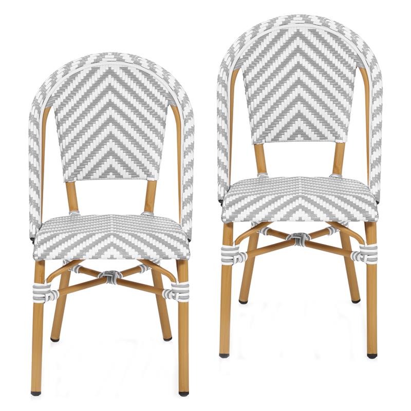 Furniture of America Acti Modern Aluminum Patio Dining Chair in Gray (Set of 2)