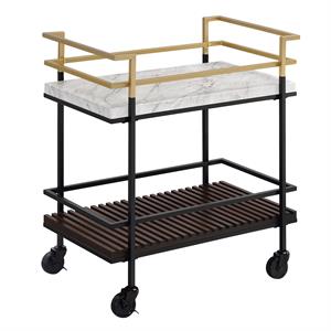 furniture of america crame transitional metal 2-tier serving cart in multi-color