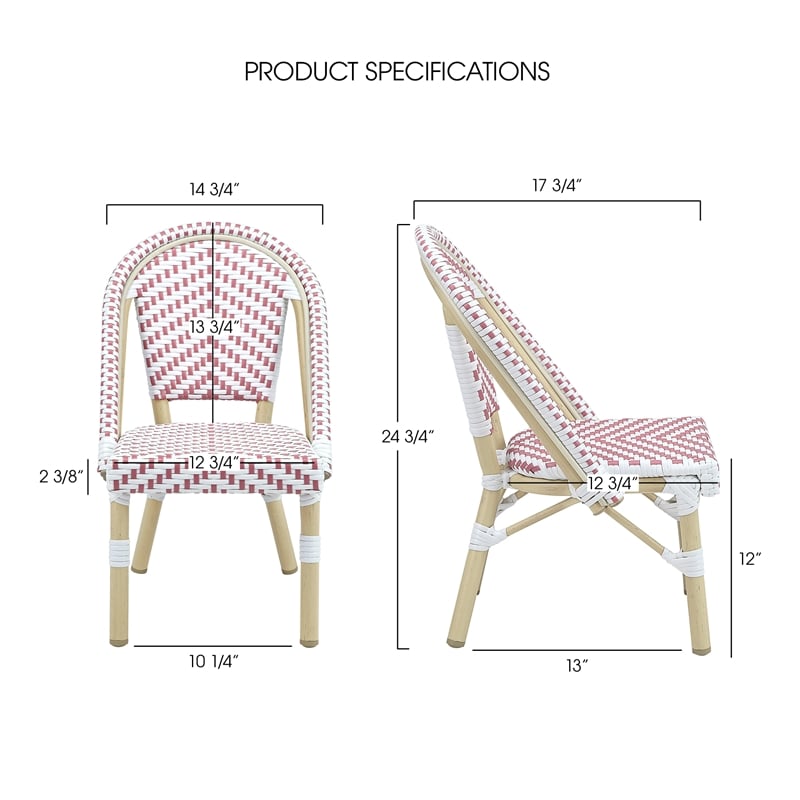 Furniture of America Dakie Aluminum 3pc Patio Chair and Table Set in Pink