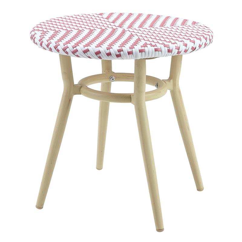 Furniture of America Dakie Aluminum 3pc Patio Chair and Table Set in Pink