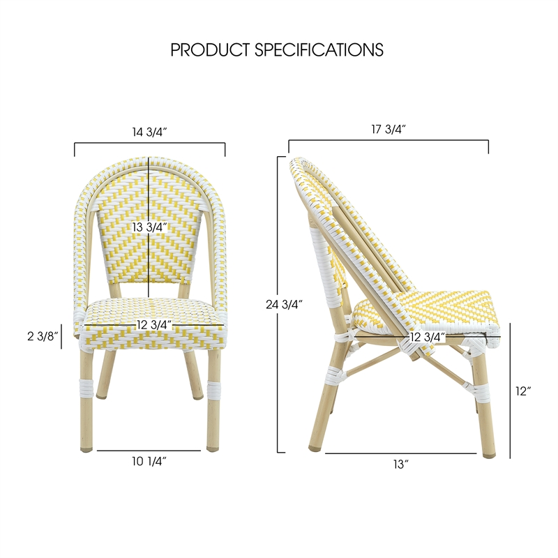 Furniture of America Dakie Aluminum 3pc Patio Chair and Table Set in Yellow