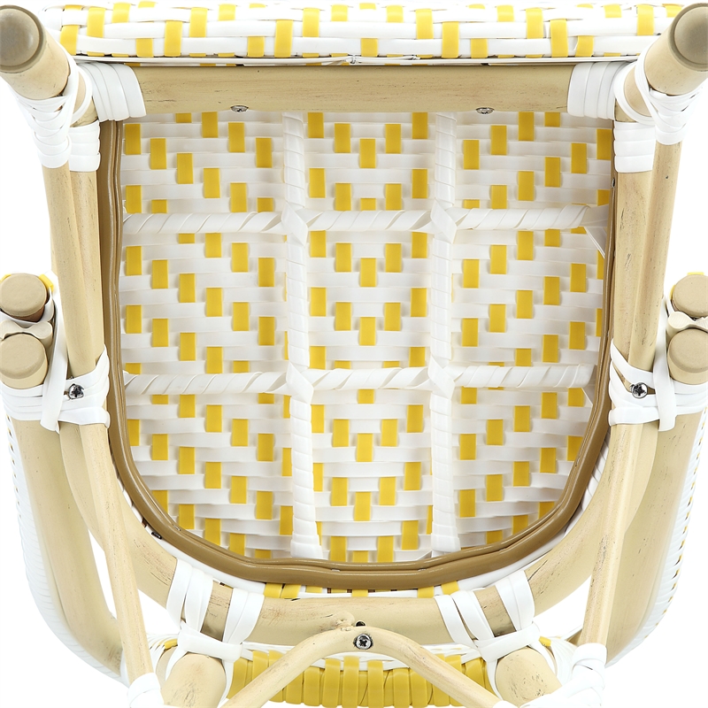 Furniture of America Dakie Aluminum 3pc Patio Chair and Table Set in Yellow