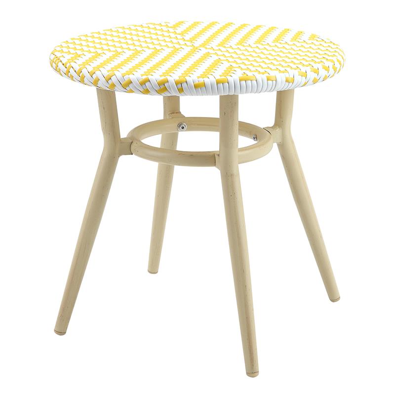 Furniture of America Dakie Aluminum 3pc Patio Chair and Table Set in Yellow