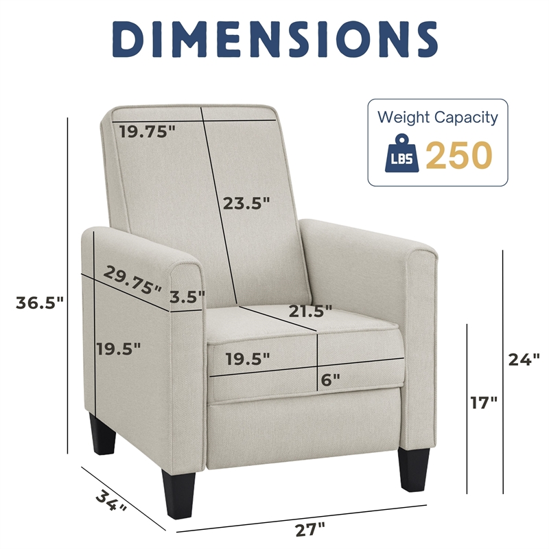 Furniture of America Ducee Transitional Fabric Push Back Chair in Beige