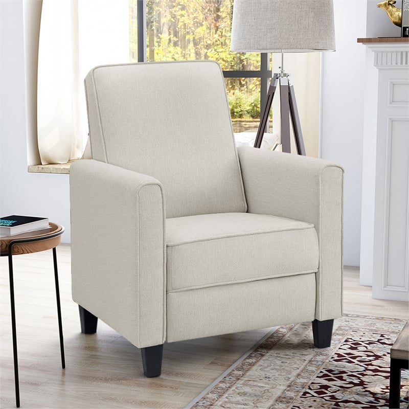 Furniture of America Ducee Transitional Fabric Push Back Chair in Beige
