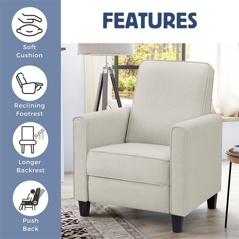 Furniture of America Ducee Transitional Fabric Push Back Chair in Beige
