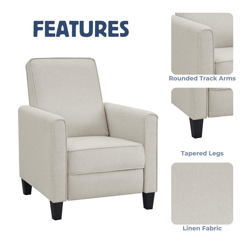 Furniture of America Ducee Transitional Fabric Push Back Chair in Beige
