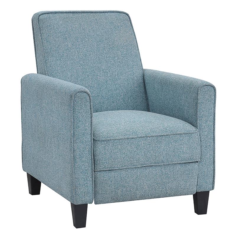 Furniture of America Ducee Transitional Fabric Push Back Chair in Blue
