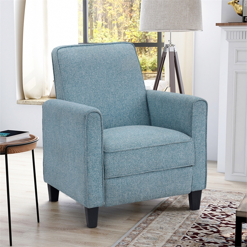 Furniture of America Ducee Transitional Fabric Push Back Chair in Blue