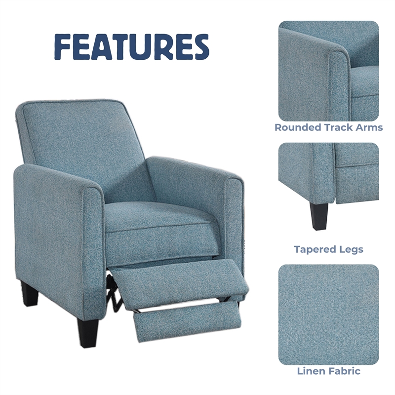 Furniture of America Ducee Transitional Fabric Push Back Chair in Blue