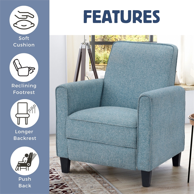 Furniture of America Ducee Transitional Fabric Push Back Chair in Blue