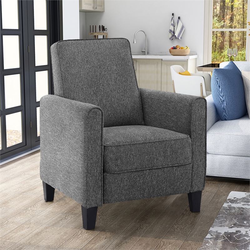 Furniture of America Ducee Transitional Fabric Push Back Chair in Gray