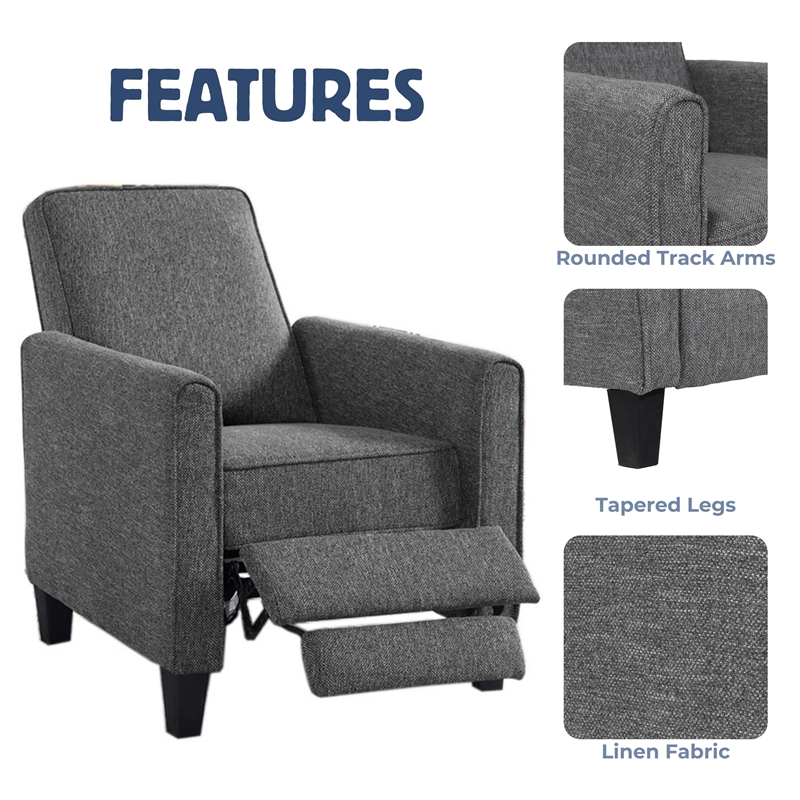 Furniture of America Ducee Transitional Fabric Push Back Chair in Gray