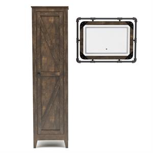 furniture of america prunda wood 2-piece armoire and mirror set in reclaimed oak