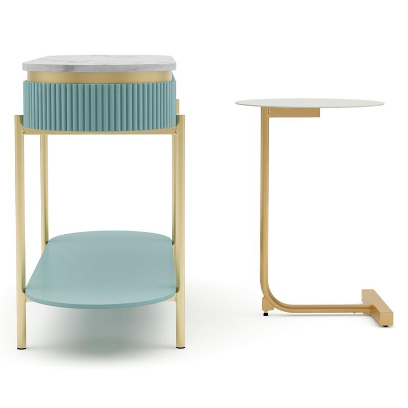 Furniture of America Timi Metal 2-Piece Console Table and Side Table in Green